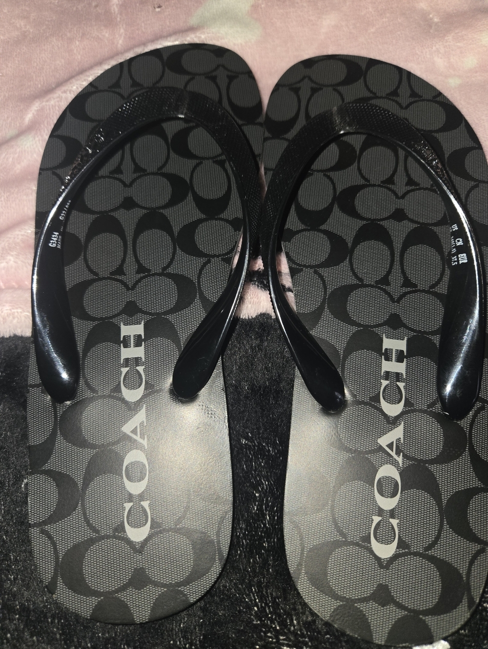 Coach Black Signature Print Flip Flop Sandals Size 5/6